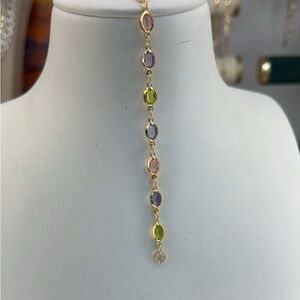 Elegant 18K Gold-Filled Multi-Gemstone Link Bracelet –  7.5”